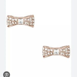 Kate Spade Rose Gold Bow Earrings with Crystals New NWT